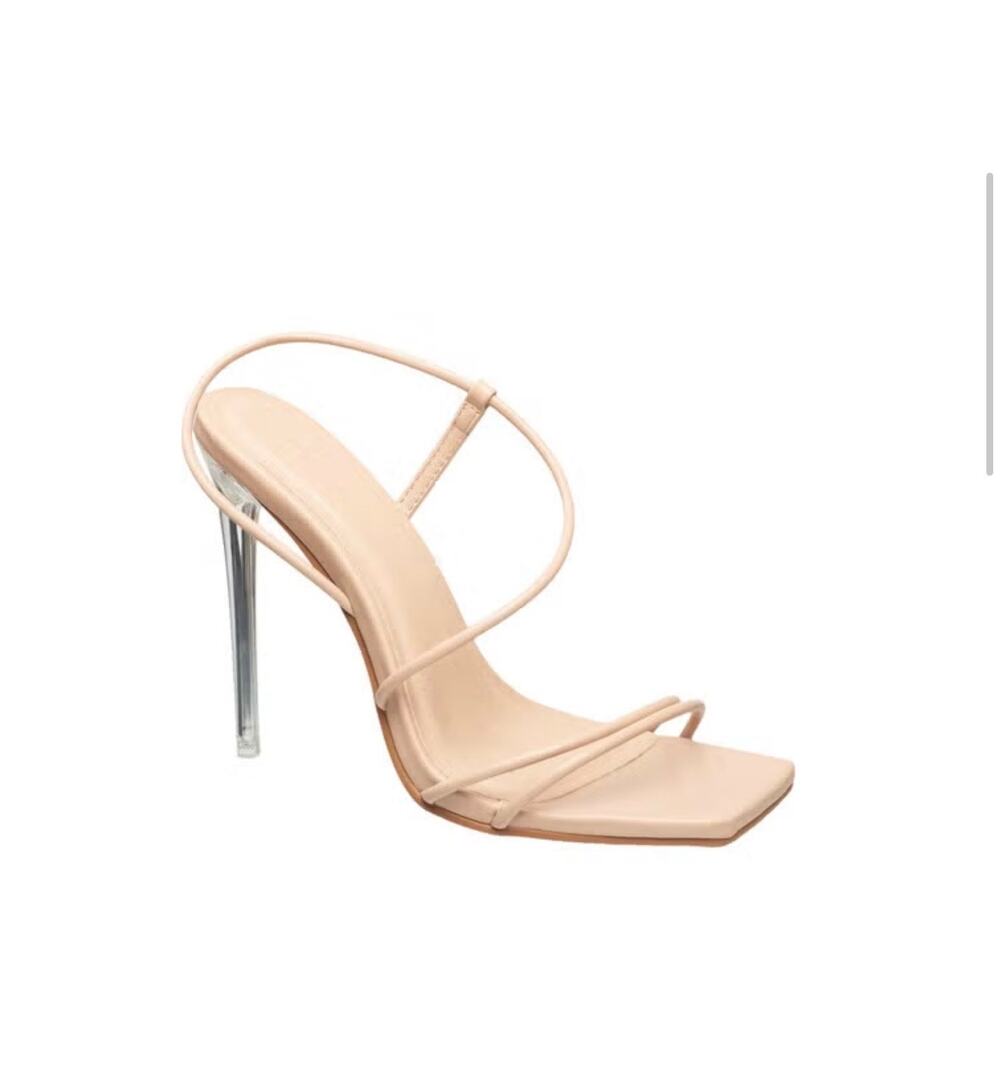 New Halston wizard nude & clear heels sz 10